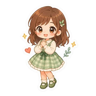 Brown-haired illustrated character.