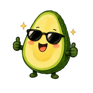 Avocado in sunglasses